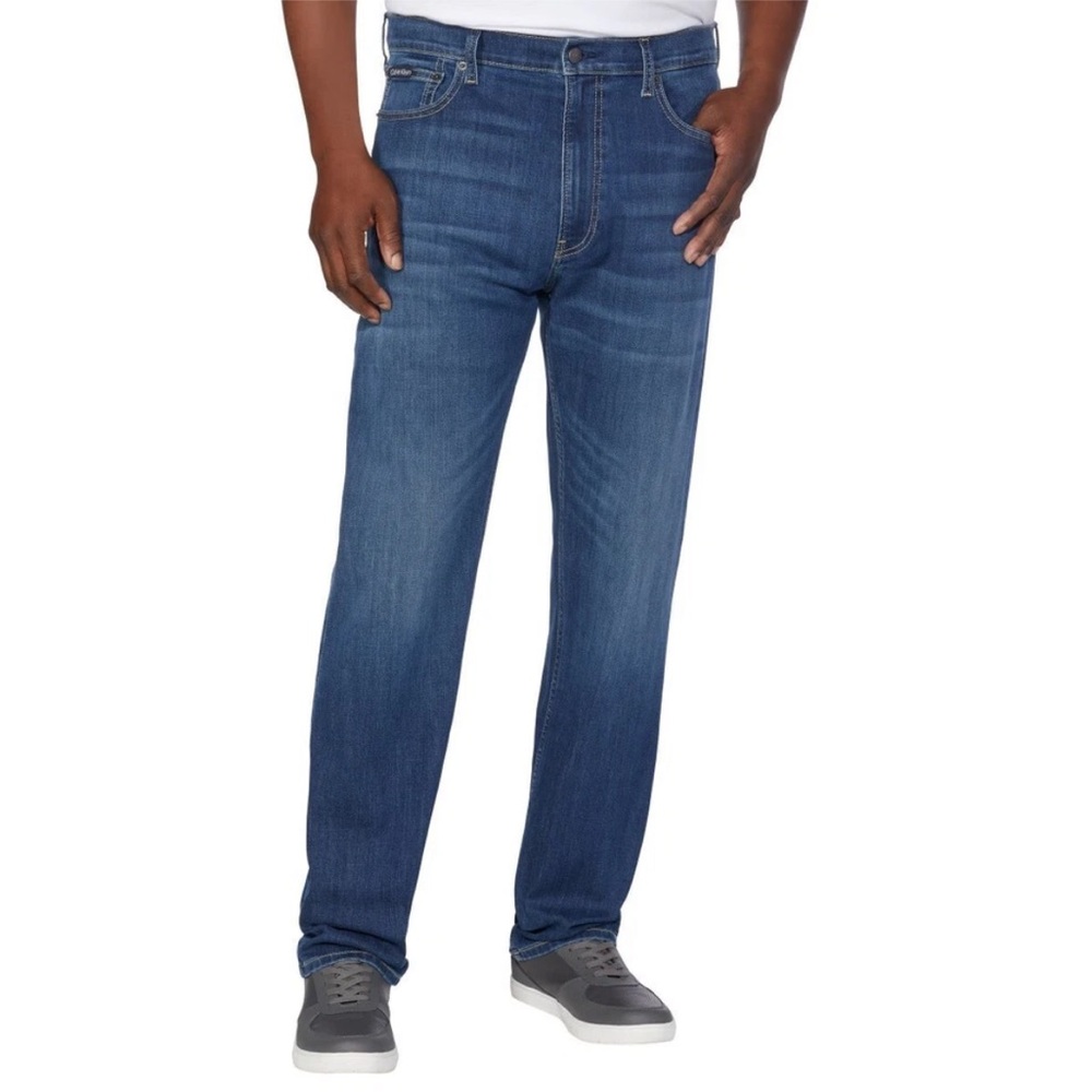Calvin Klein Mens Blue Denim Slim Straight Jeans Size 40 X 32 D3